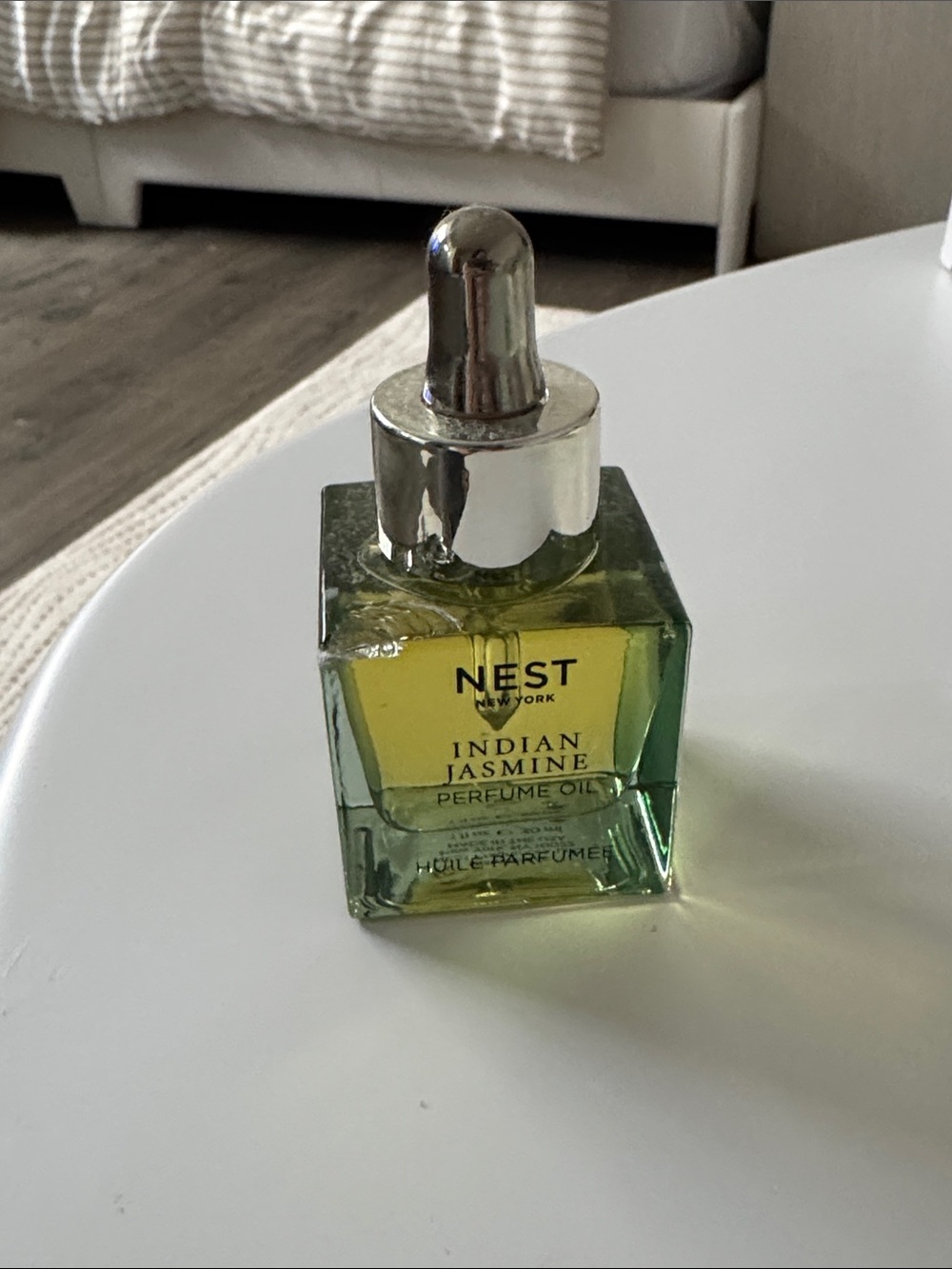 NEST Fragrances Indian Jasmine Perfume Oil in Green Glass Bottle with Silver Cap